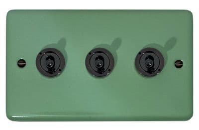 G&H CSG383-FBK Standard Plate Sage Green 3 Gang 2 Way Toggle Light Switch