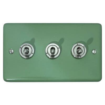 G&H CSG383-SS Standard Plate Sage Green 3 Gang 1 or 2 Way Toggle Light Switch