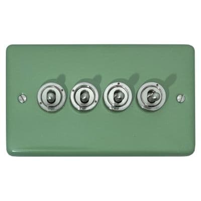 G&H CSG384-SS Standard Plate Sage Green 4 Gang 1 or 2 Way Toggle Light Switch