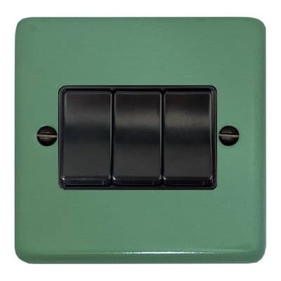 G&H CSG3B Standard Plate Sage Green 3 Gang 1 or 2 Way Rocker Light Switch