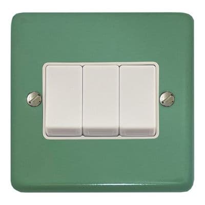 G&H CSG3W Standard Plate Sage Green 3 Gang 1 or 2 Way Rocker Light Switch