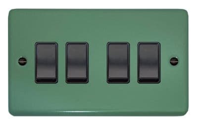 G&H CSG4B Standard Plate Sage Green 4 Gang 1 or 2 Way Rocker Light Switch