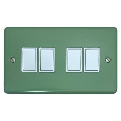 G&H CSG4W Standard Plate Sage Green 4 Gang 1 or 2 Way Rocker Light Switch