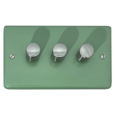 G&H CSG523-SS Standard Plate Sage Green 3 Gang 1 or 2 Way LED Dimmer Switch
