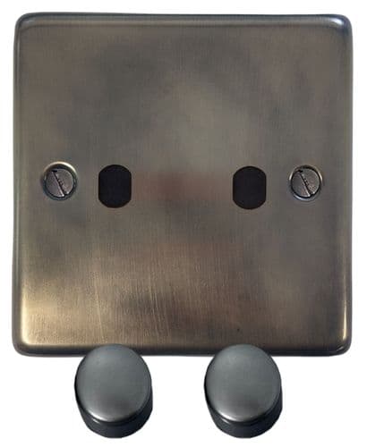 G&H CSL12-PK Standard Plate Slate 2 Gang Dimmer Plate Only inc Dimmer Knobs