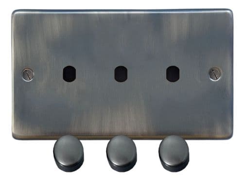 G&H CSL13-PK Standard Plate Slate 3 Gang Dimmer Plate Only inc Dimmer Knobs