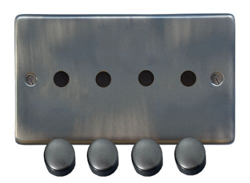 G&H CSL14-PK Standard Plate Slate 4 Gang Dimmer Plate Only inc Dimmer Knobs