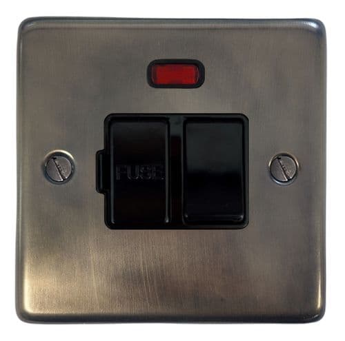 G&H CSL27B Standard Plate Slate 1 Gang Fused Spur 13A Switched & Neon