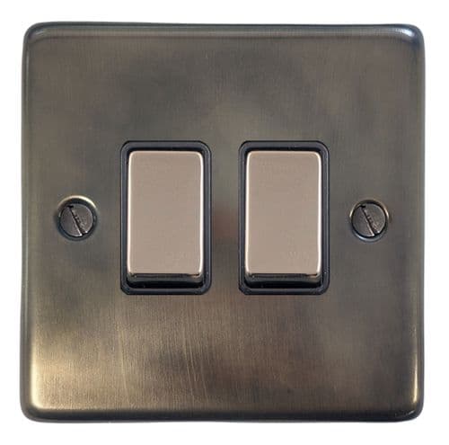 G&H CSL302 Standard Plate Slate 2 Gang 1 or 2 Way Rocker Light Switch