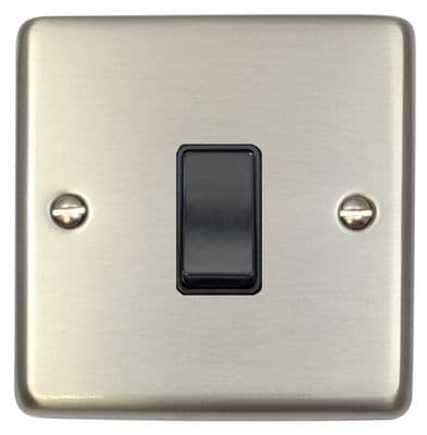 G&H CSS1B Standard Plate Brushed Steel 1 Gang 1 or 2 Way Rocker Light Switch