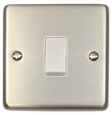 G&H CSS1W Standard Plate Brushed Steel 1 Gang 1 or 2 Way Rocker Light Switch