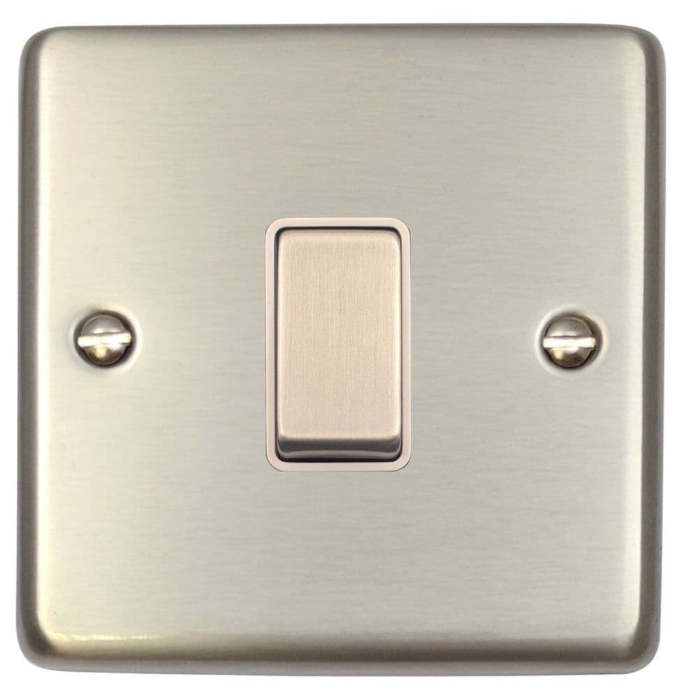 G&H CSS201 Standard Plate Brushed Steel 1 Gang 1 or 2 Way Rocker Light Switch