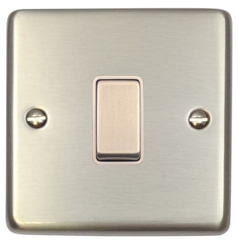 G&H CSS201 Standard Plate Brushed Steel 1 Gang 1 or 2 Way Rocker Light Switch