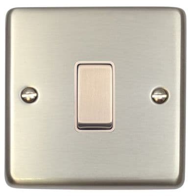 G&H CSS205 Standard Plate Brushed Steel 1 Gang Intermediate Rocker Light Switch
