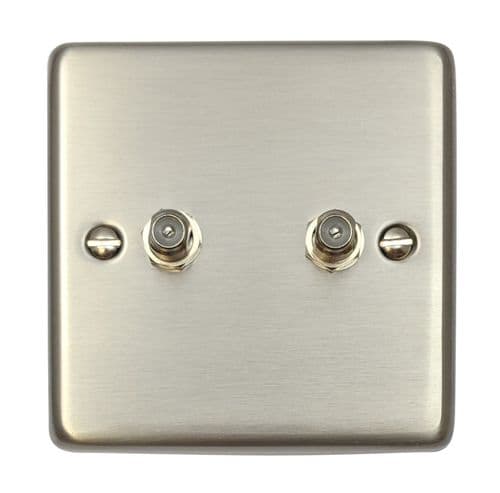 G&H CSS237 Standard Plate Brushed Steel 2 Gang Satellite Socket Point