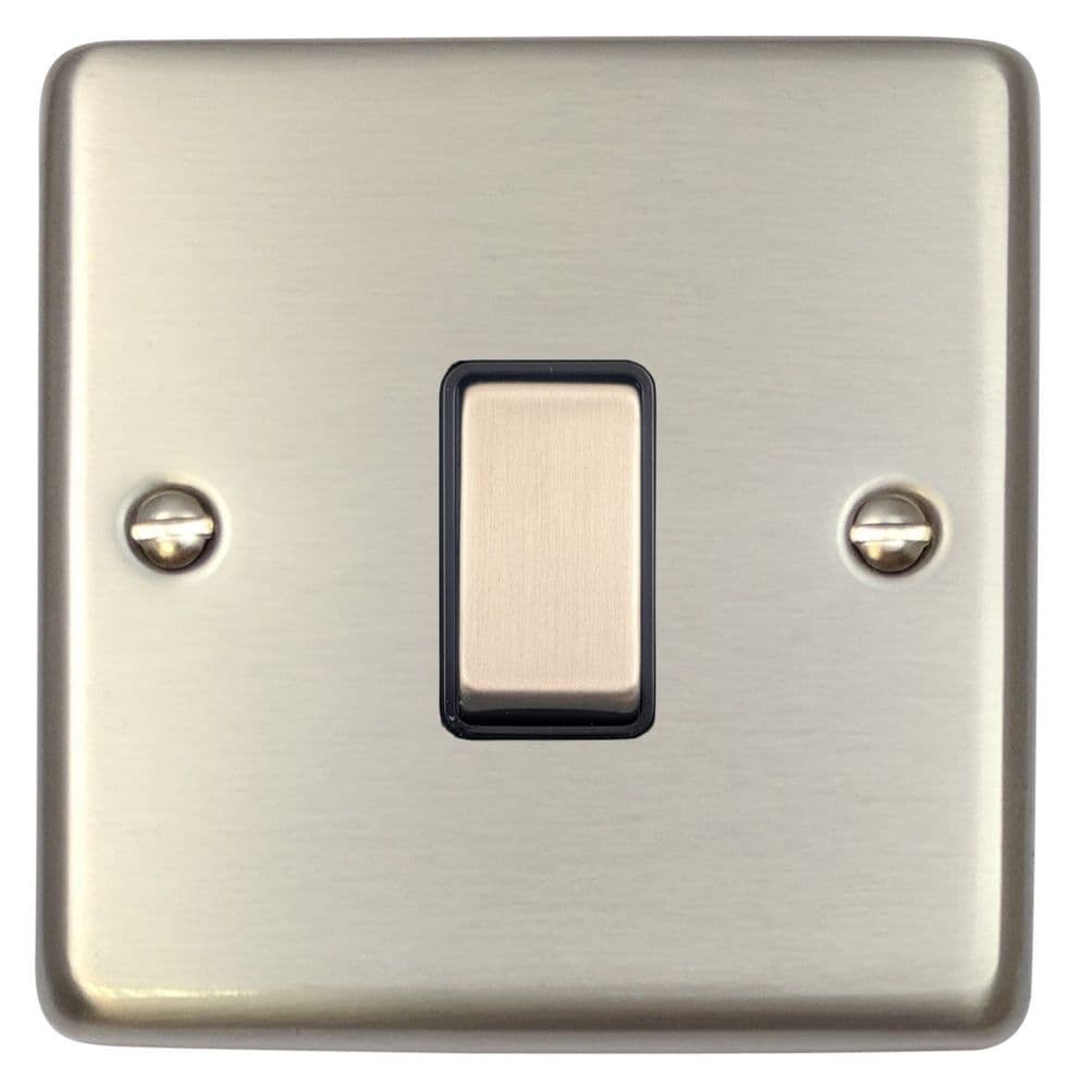 G&H CSS301 Standard Plate Brushed Steel 1 Gang 1 or 2 Way Rocker Light Switch
