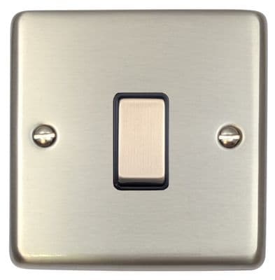 G&H CSS305 Standard Plate Brushed Steel 1 Gang Intermediate Rocker Light Switch