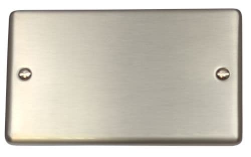 G&H CSS32 Standard Plate Brushed Steel 2 Gang Double Blank Plate