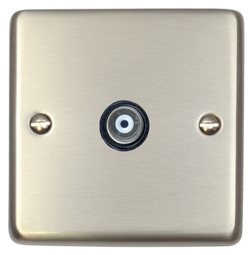 G&H CSS35B Standard Plate Brushed Steel 1 Gang TV Coax Socket Point