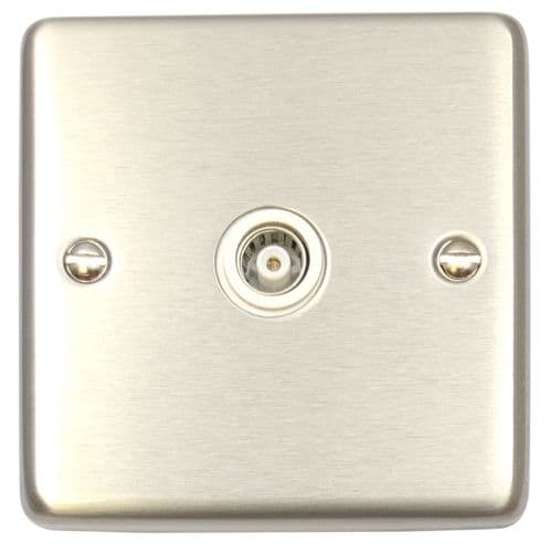 G&H CSS35W Standard Plate Brushed Steel 1 Gang TV Coax Socket Point