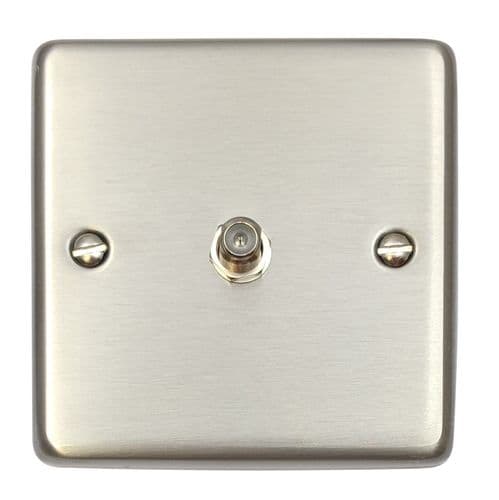 G&H CSS37 Standard Plate Brushed Steel 1 Gang Single Satellite Point Socket