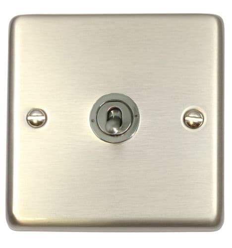 G&H CSS381-SS Standard Plate Brushed Steel 1 Gang 1 or 2 Way Toggle Light Switch