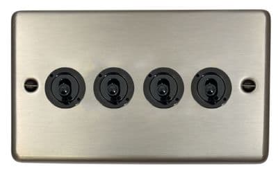 G&H CSS384-FBK Standard Plate Brushed Steel 4 Gang 2 Way Toggle Light Switch