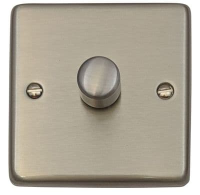 G&H CSS521 Standard Plate Brushed Steel 1 Gang 1 or 2 Way LED Dimmer Switch