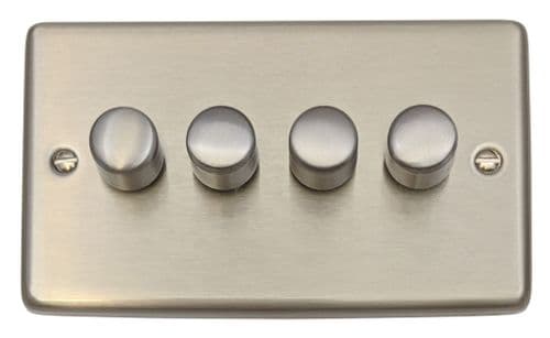 G&H CSS524 Standard Plate Brushed Steel 4 Gang 1 or 2 Way LED Dimmer Switch
