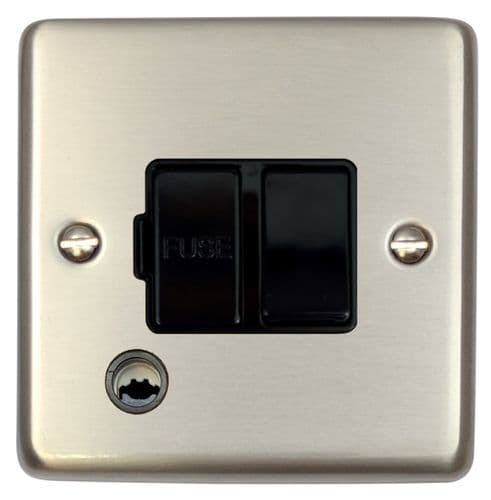 G&H CSS56B Standard Plate Brushed Steel 1 Gang Fused Spur 13A Switched & Flex Outlet