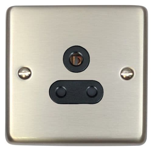 G&H CSS59B Standard Plate Brushed Steel 1 Gang Single 5 Amp Plug Socket