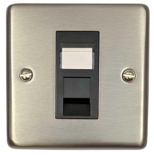G&H CSS61B Standard Plate Brushed Steel 1 Gang RJ45 Cat5e Data Socket