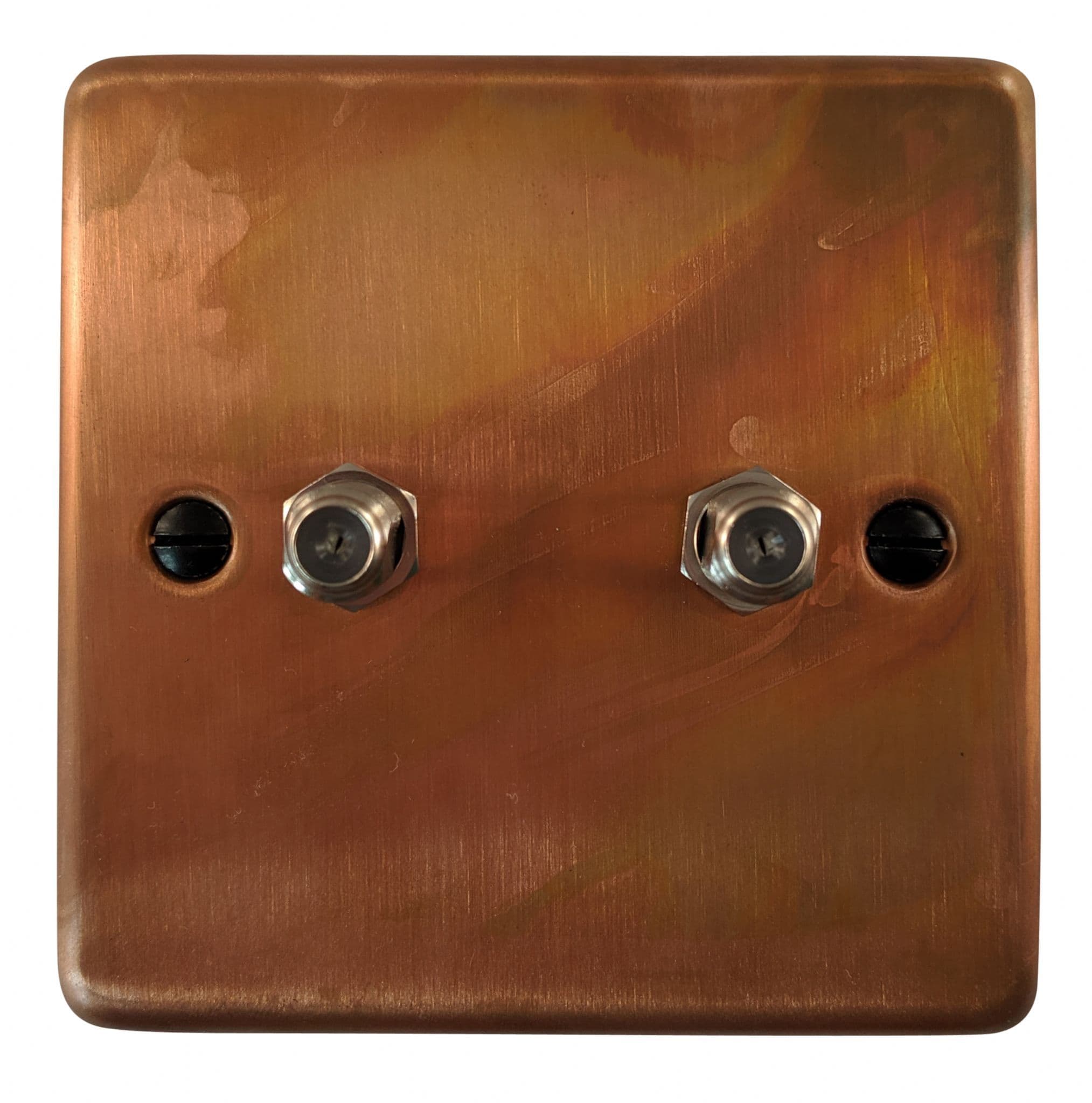 G&H CTC237 Standard Plate Tarnished Copper 2 Gang Satellite Socket Point