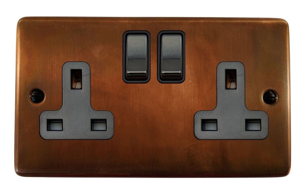 G&H CTC310 Standard Plate Tarnished Copper 2 Gang Double 13A Switched ...
