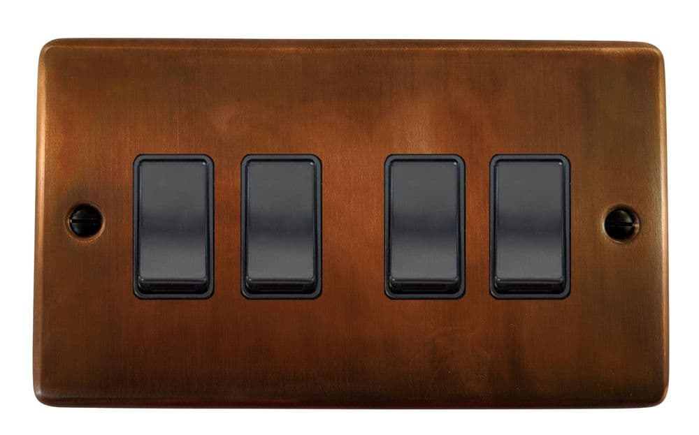 G&H CTC4B Standard Plate Tarnished Copper 4 Gang 1 or 2 Way Rocker ...