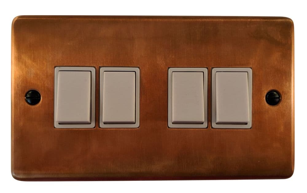 G&H CTC4W Standard Plate Tarnished Copper 4 Gang 1 or 2 Way Rocker ...