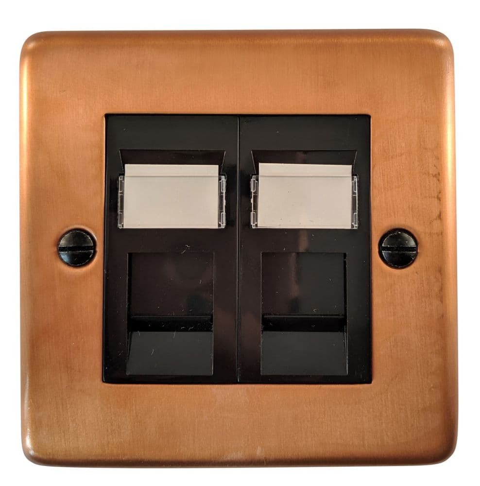 G&H CTC62B Standard Plate Tarnished Copper 2 Gang RJ45 Cat5e Data ...