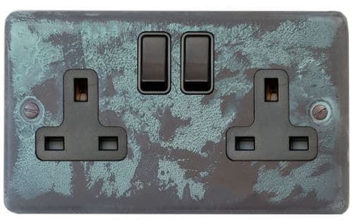 G&H CV10B Standard Plate Verdigris 2 Gang Double 13A Switched Plug Socket