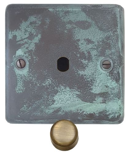 G&H CV11-PK-AB Standard Plate Verdigris 1 Gang Dimmer Plate Only inc Dimmer Knobs