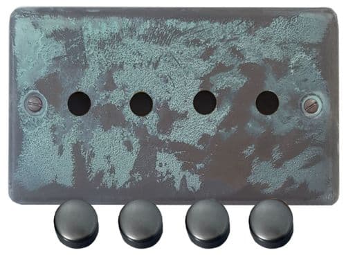 G&H CV14-PK-BB Standard Plate Verdigris 4 Gang Dimmer Plate Only inc Dimmer Knobs