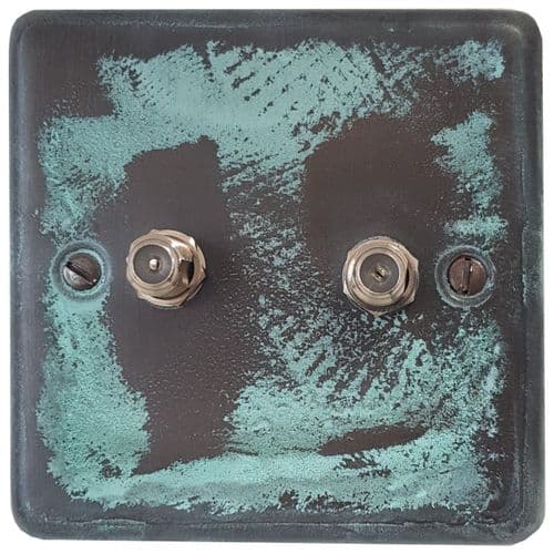 G&H CV237 Standard Plate Verdigris 2 Gang Satellite Socket Point