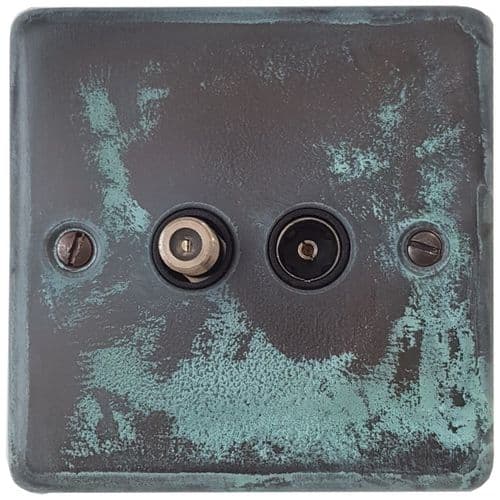 G&H CV38B Standard Plate Verdigris 1 Gang TV Coax & Satellite Socket Point