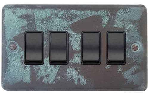 G&H CV4B Standard Plate Verdigris 4 Gang 1 or 2 Way Rocker Light Switch
