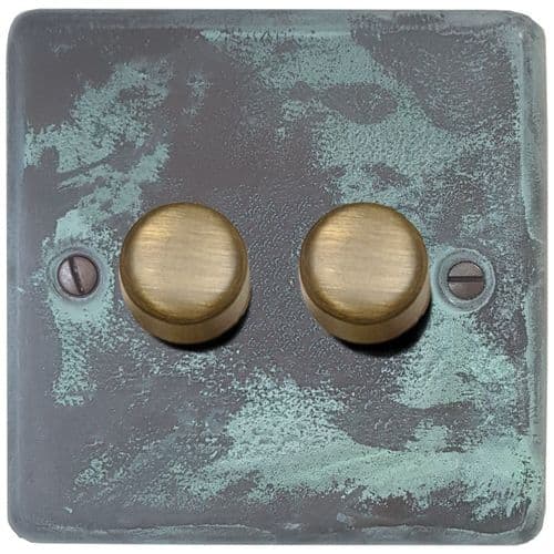 G&H CV522-AB Standard Plate Verdigris 2 Gang 1 or 2 Way LED Dimmer Switch