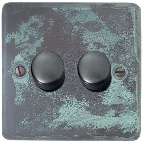 G&H CV522-BB Standard Plate Verdigris 2 Gang 1 or 2 Way LED Dimmer Switch