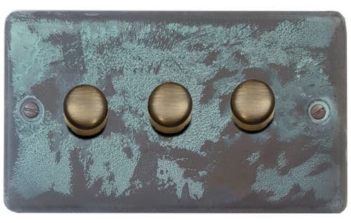 G&H CV523-AB Standard Plate Verdigris 3 Gang 1 or 2 Way LED Dimmer Switch