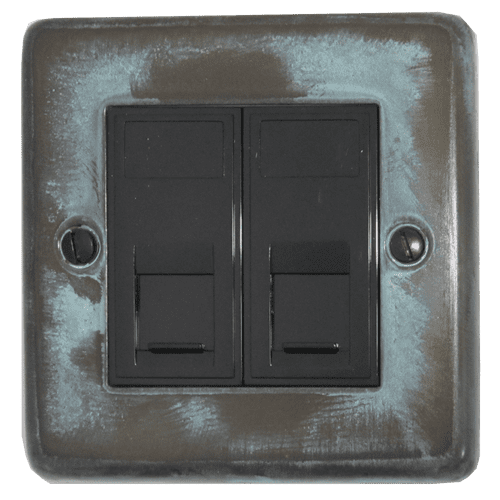 G&H CV62B Standard Plate Verdigris 2 Gang RJ45 Cat5e Data Socket Point