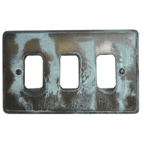 G&H CV73 Standard Plate Verdigris 3 Gang Grid Plate to suit G&H Grid Modules