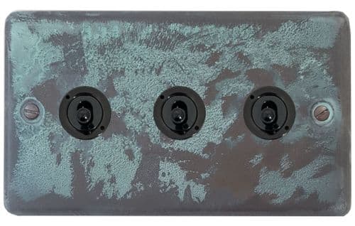 G&H CV83A-FBK Standard Plate Verdigris 3 Gang 1 x 2 Way 2 x Intermediate Toggle Light Switch