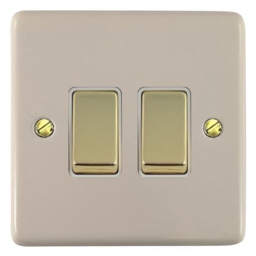 G&H CW202-PB Standard Plate Matt White 2 Gang 1 or 2 Way Rocker Light Switch